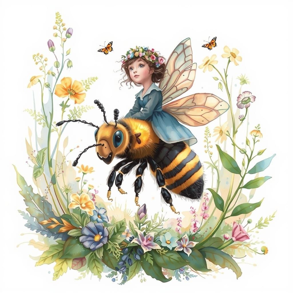 bees butterflies and a fairy