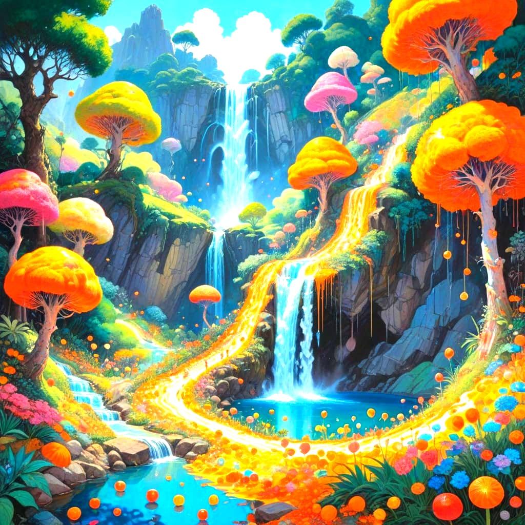 Vibrant Gouache Landscape of Whimsical Sweets and Treats