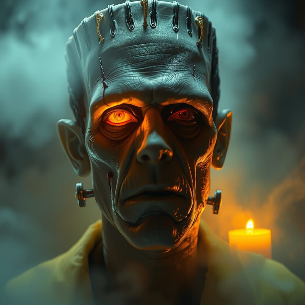 Frankenstein's Monster Reanimated in Dreamlike Style
