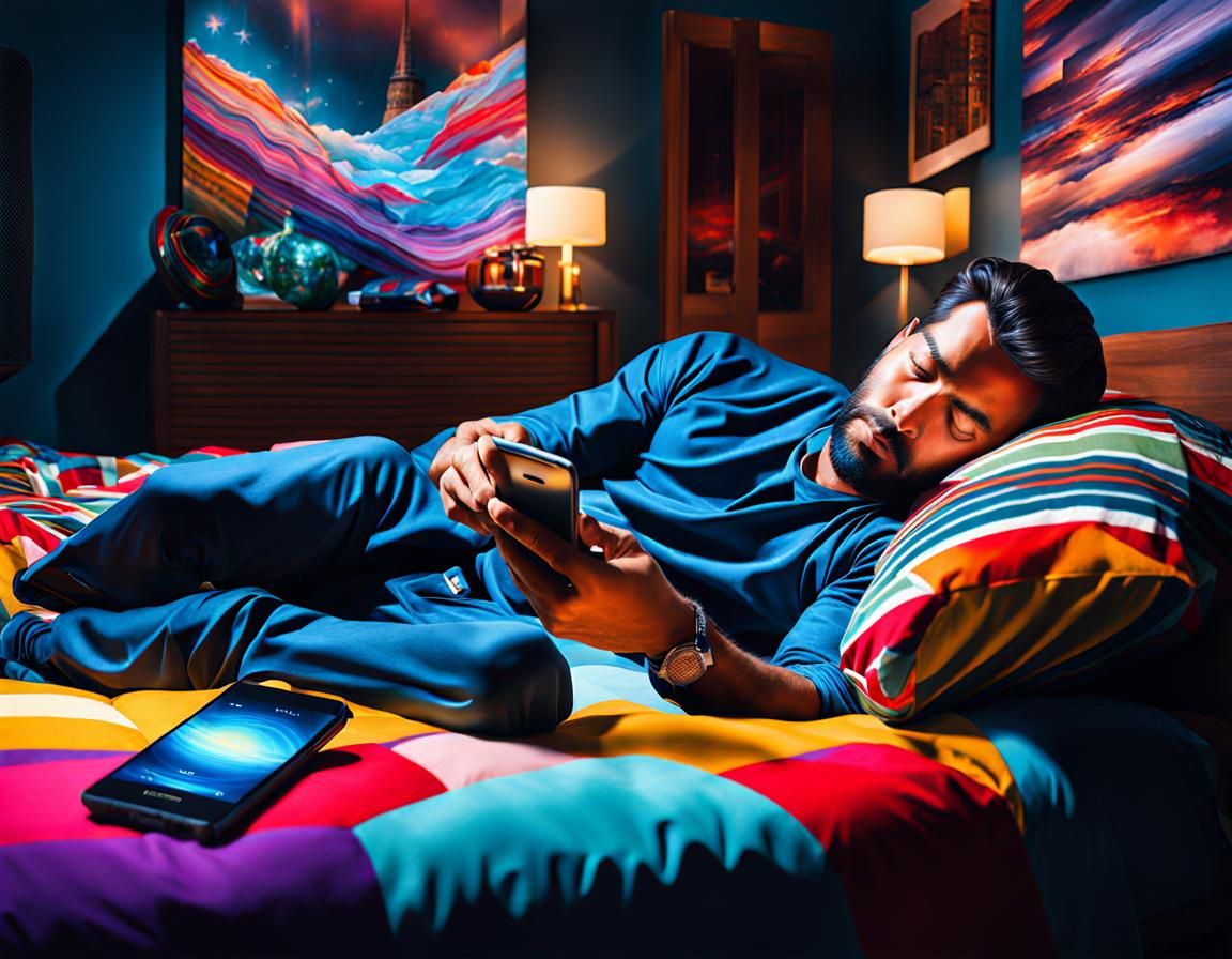 Man Creating AI Falling Asleep: Hyperrealistic Art