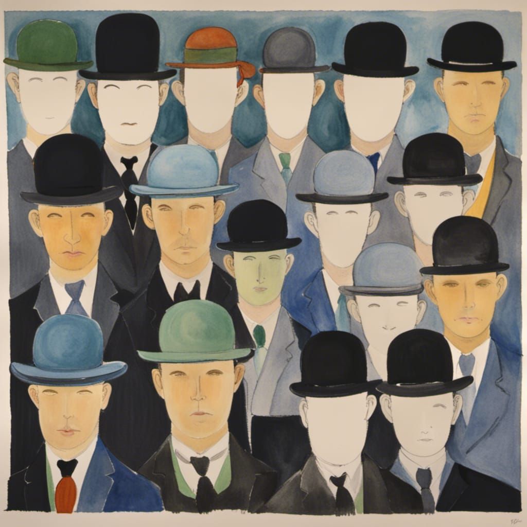 Magritte in Hat Shop: Watercolor Art Brut