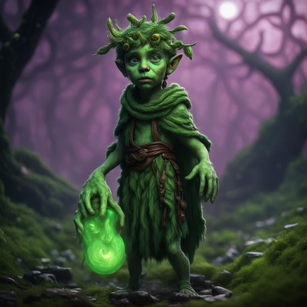 Green Gooey Druid Boy in 8k Resolution