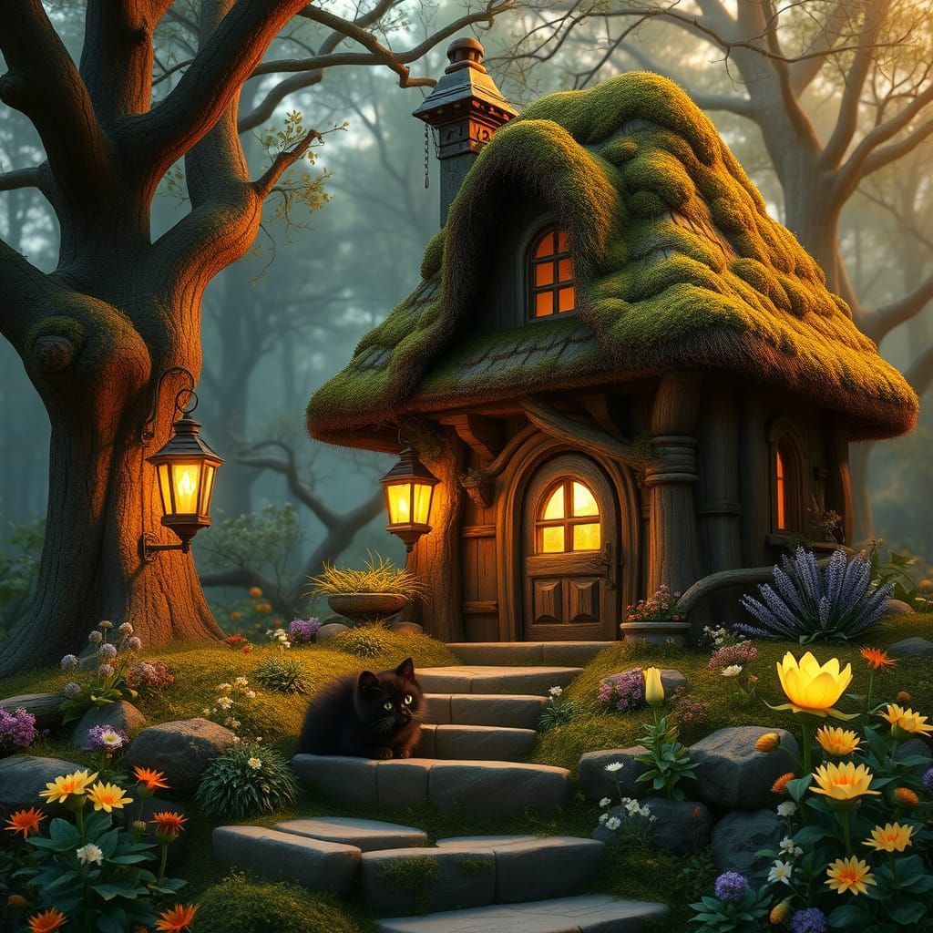 Enchanted Cottage Amidst Whimsical Woodland