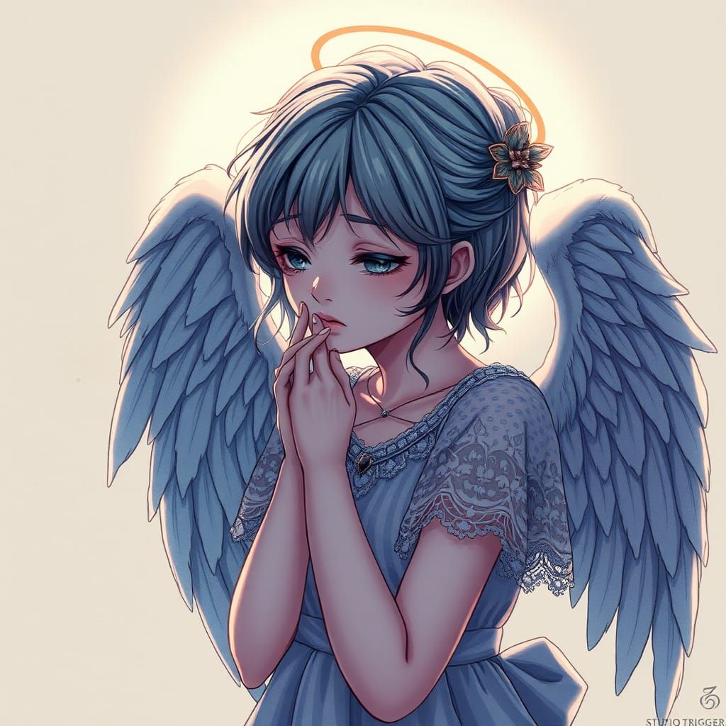 Weeping Angel in Anime Style with Ethereal Light