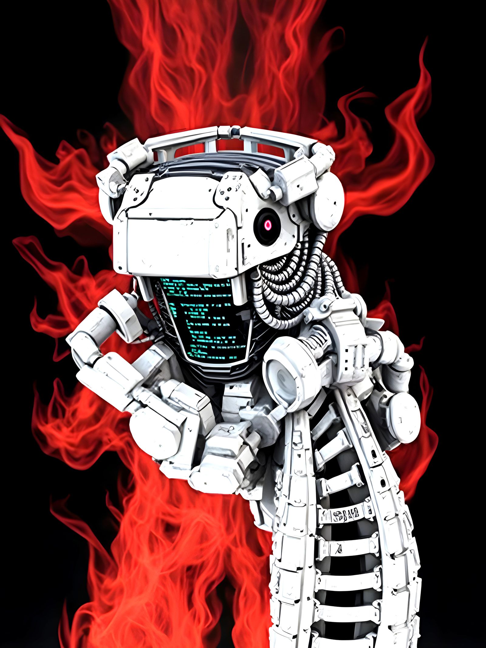 Surreal Cyberpunk Robot with Glitchcore Aura in Dystopian Sc...