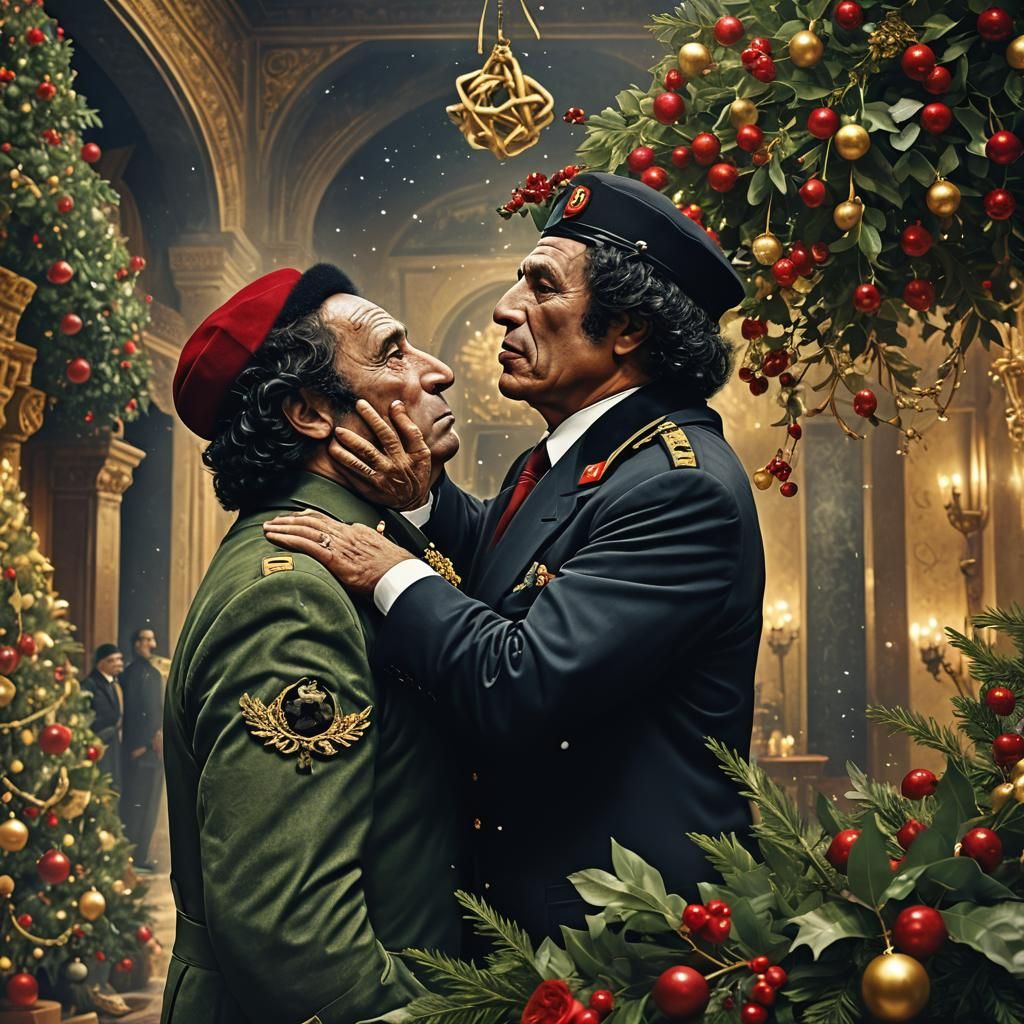 Gaddafi and Mussolini Kiss: Detailed Matte Painting