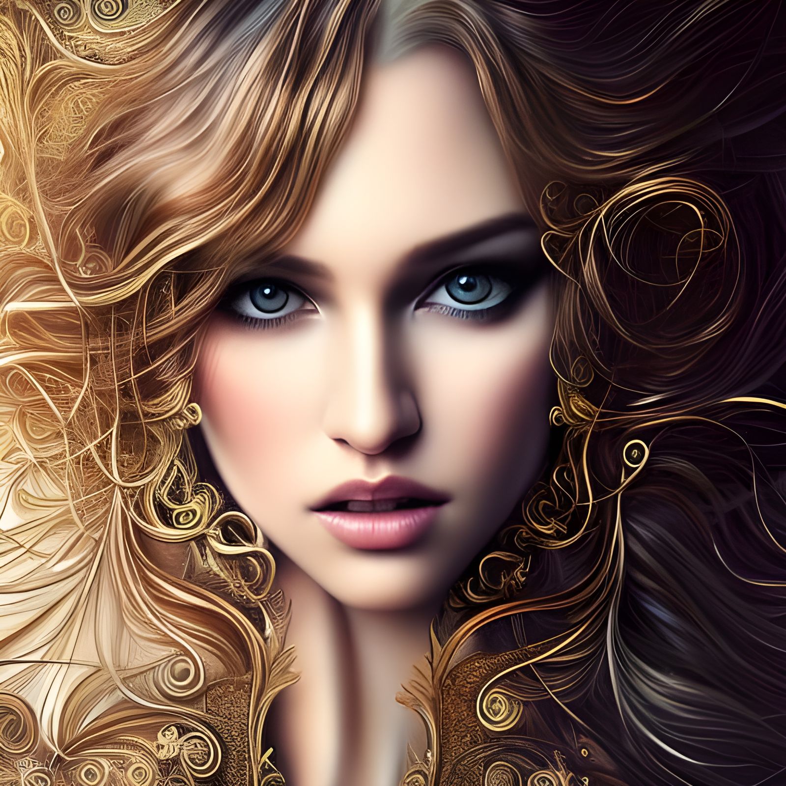 Mirror-Hair Girl: Hyper-Detailed Fantasy Portrait