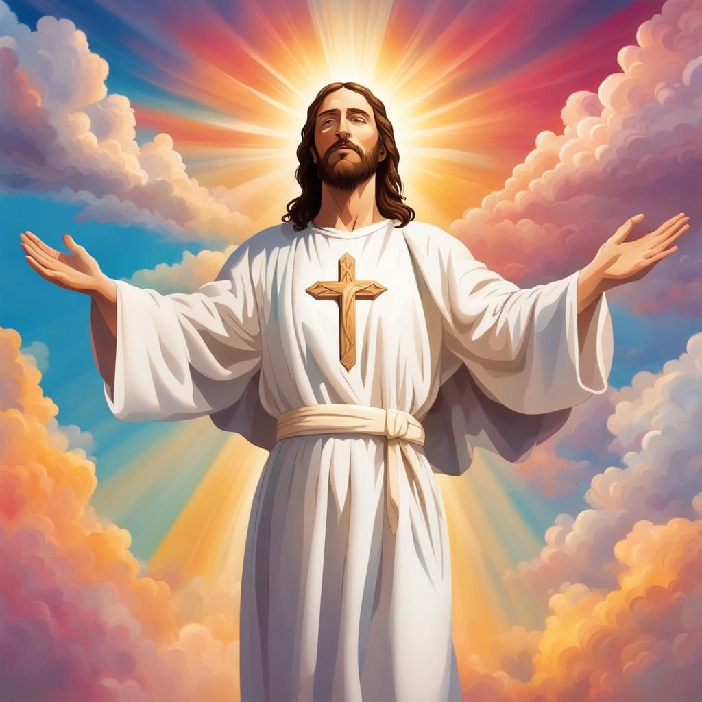 Jesus Christ staying with open arms