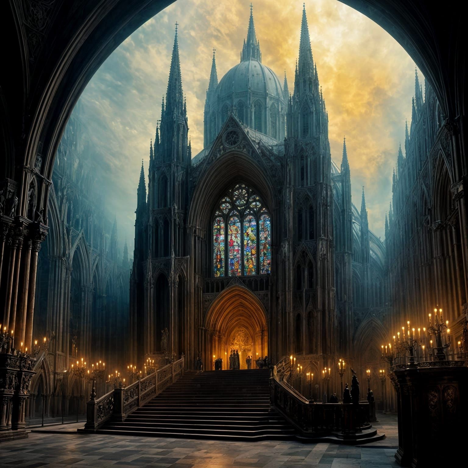 Gothic Cathedral Illuminated by Ethereal Light