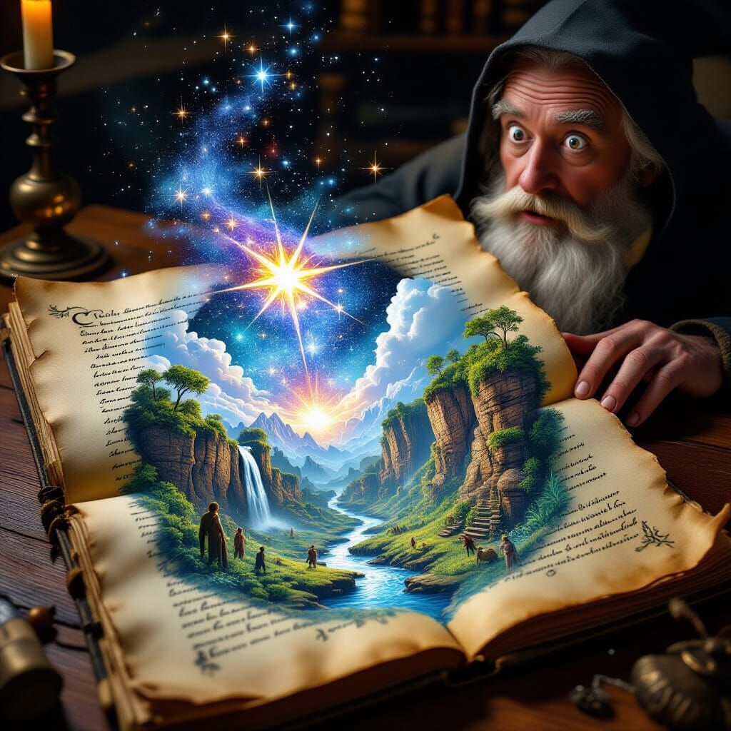 Alchemist's Cosmic Potion Spills Onto Manuscript