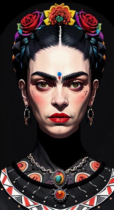 Valley Vampire Surreal Portrait in Mixed Media Style