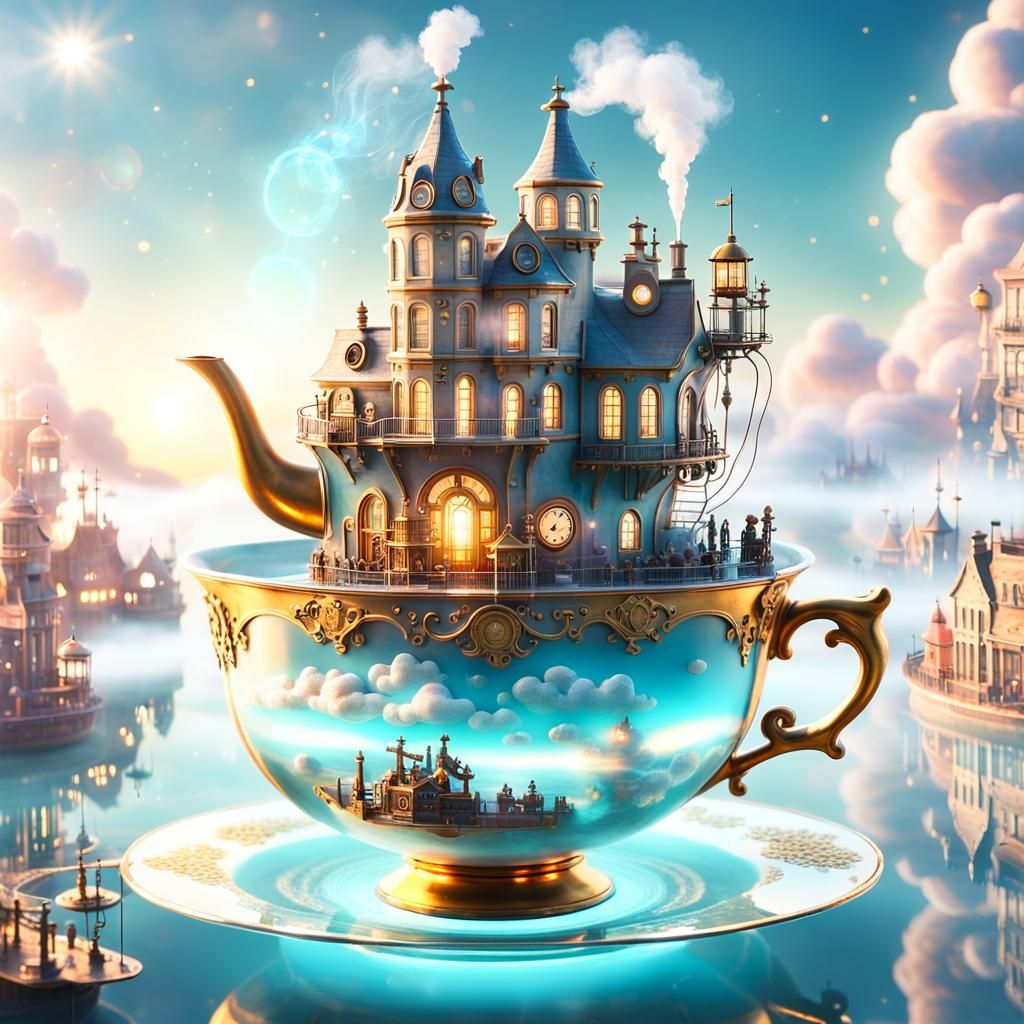 Steampunk Teacup Town in the Clouds