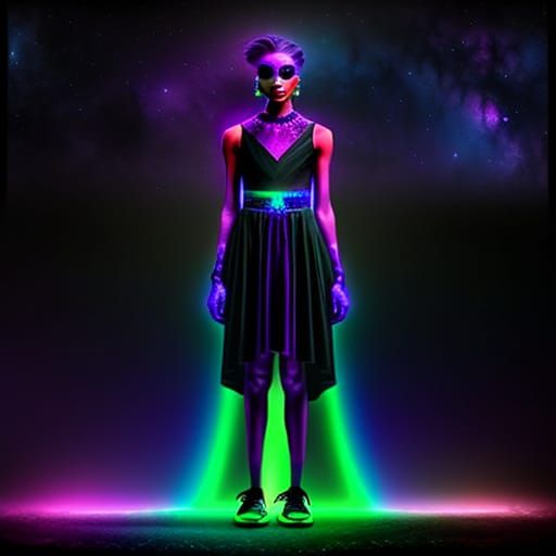 Vibrant Neon Formal Dress in Moody Art Deco Style