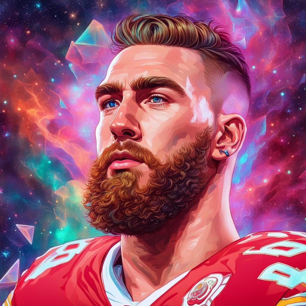 Travis Kelce as Holographic Astral Cosmic Illustration