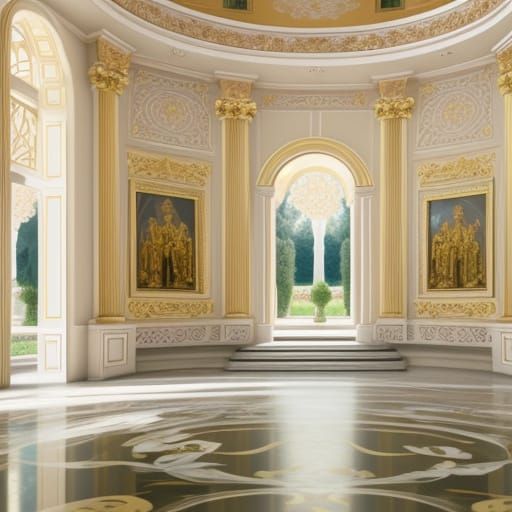 Baroque Villa with Gemstone Inlays in Ornate Style