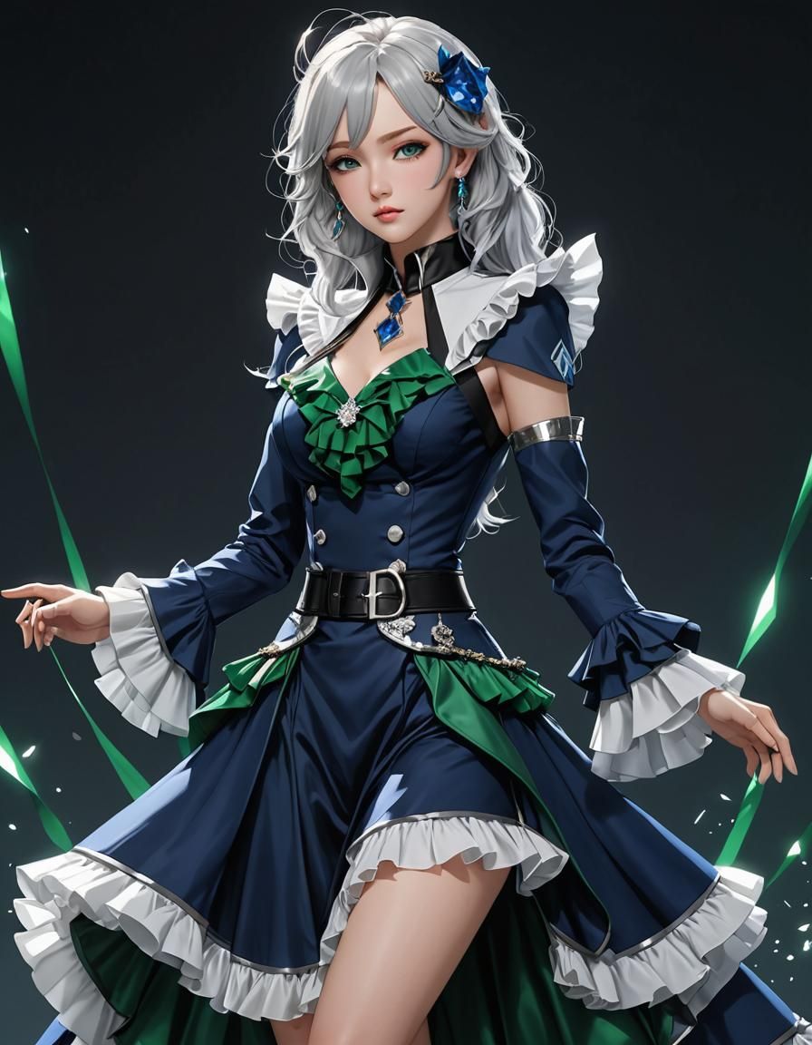 Sapphire Ringmaster Suit in Anime Art Style