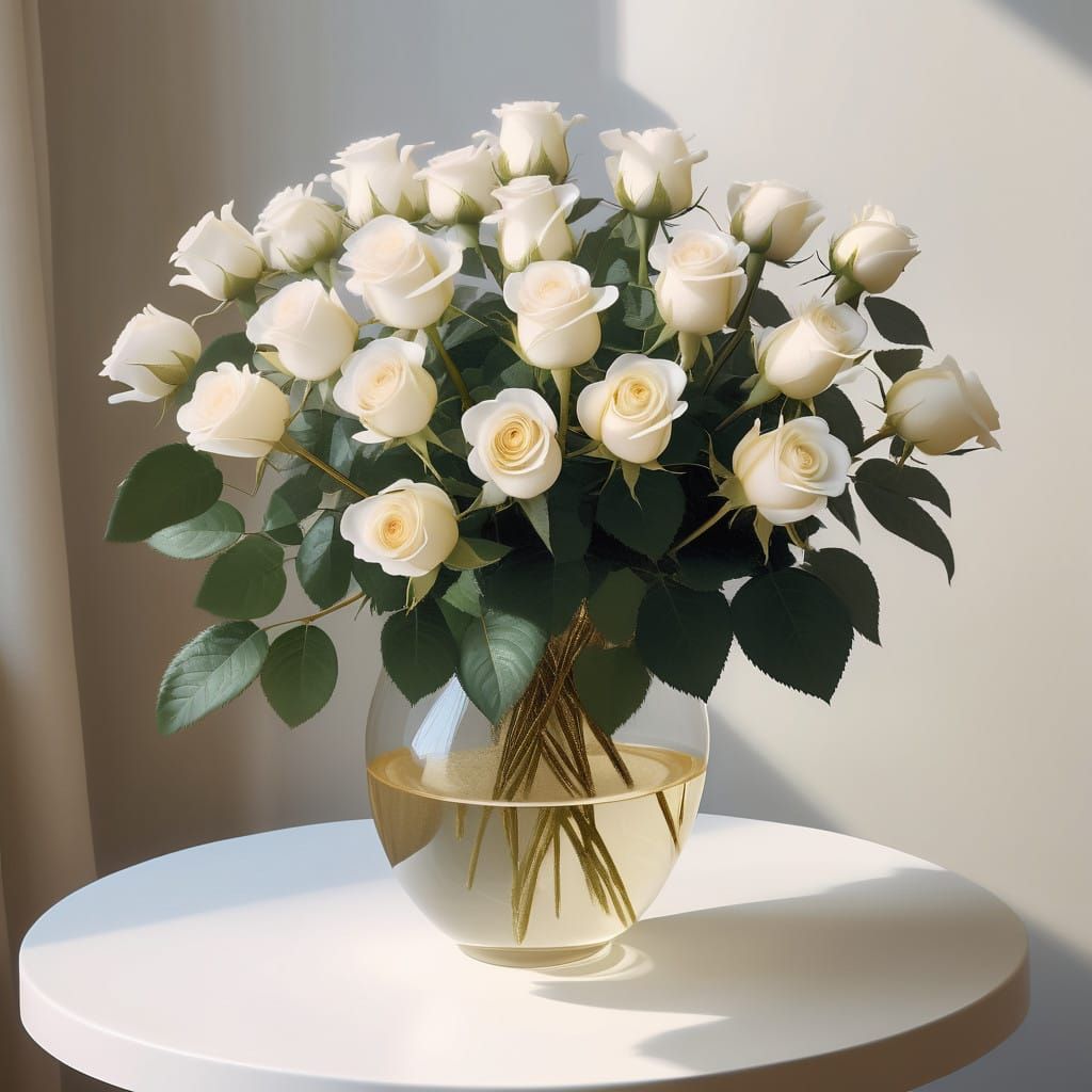 Elegant White Roses in Minimalist Vase