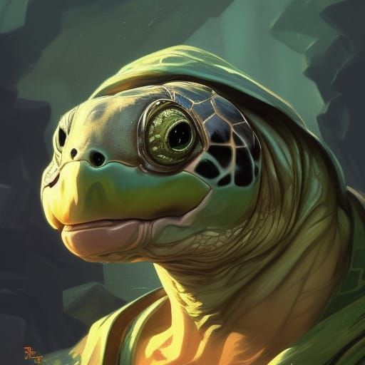 Turtle-Man Bard Portrait in D&D Fantasy Style
