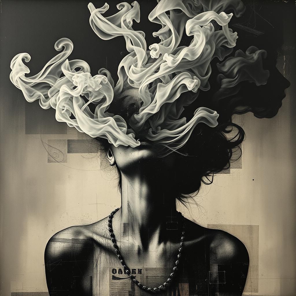 Abstract Woman Exhaling Demon Smoke