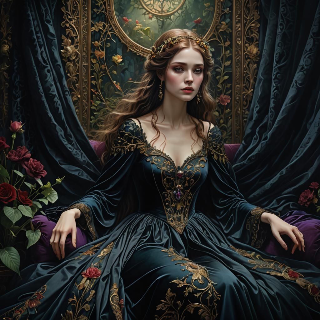 Ethereal Girl in Gothic Dreamscape: Matte Painting