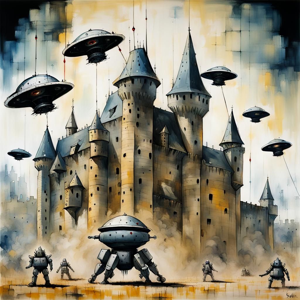 Knight vs UFO in Surreal Sci-Fi Battle