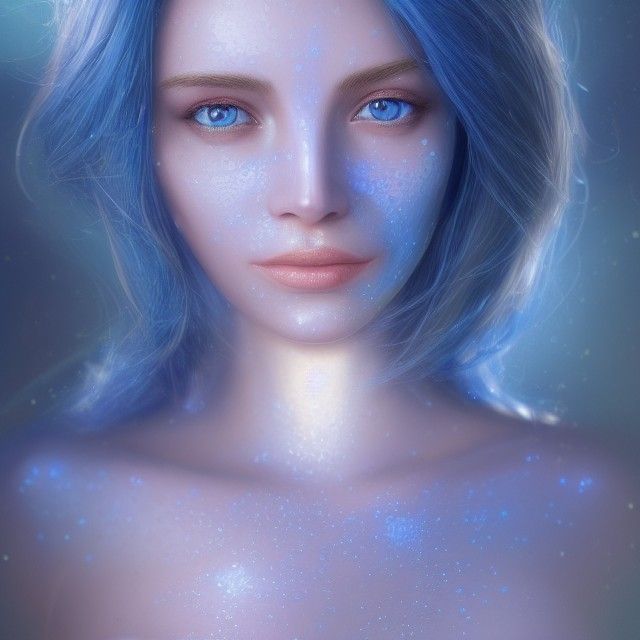 Shimmering Blue Light Portrait in Fantasy Style
