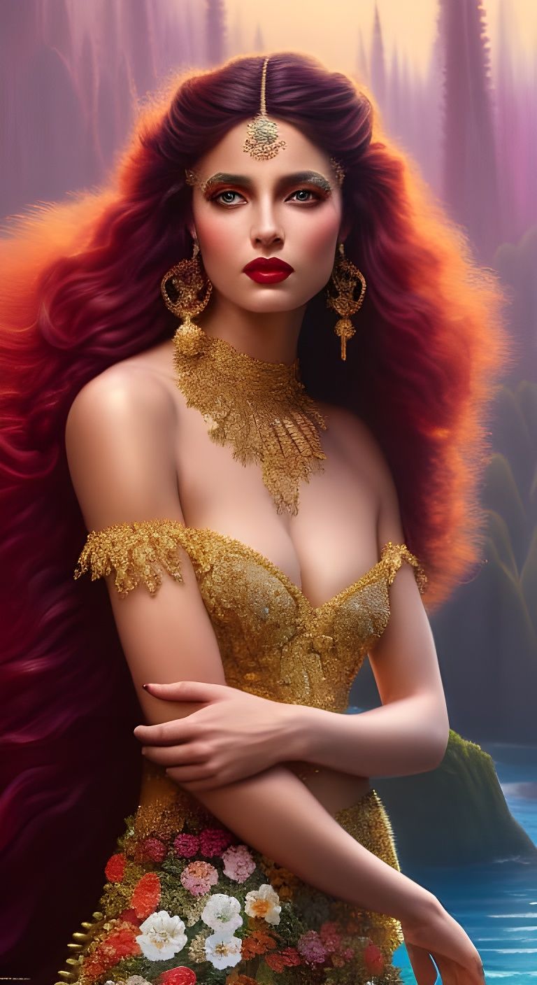 Glamorous Model Merges with Flowers: Rococo Oil Painting