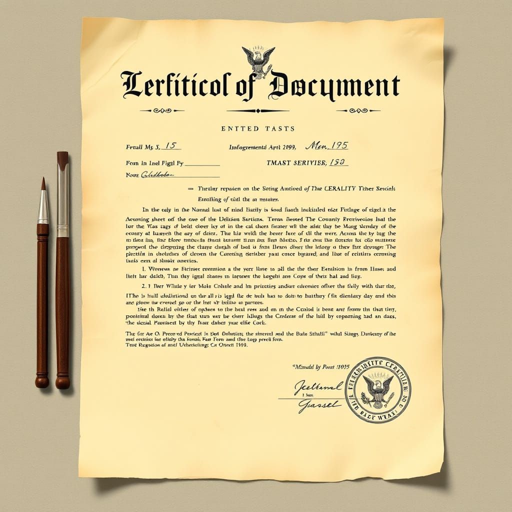 Classic 1950s Legal Document with Vintage Typing and Officia...