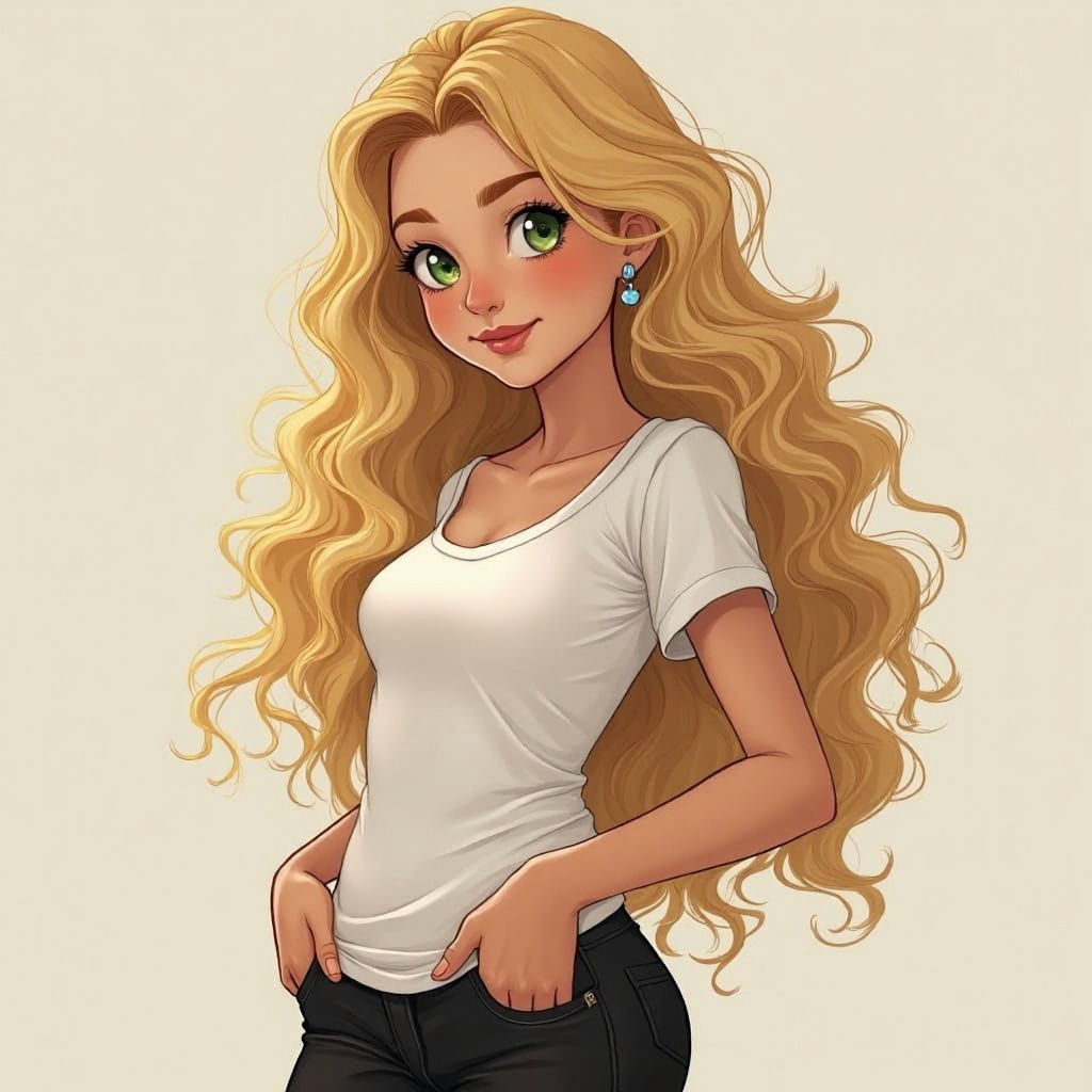 Blonde Girl Portrait in Naturalistic Digital Art Style