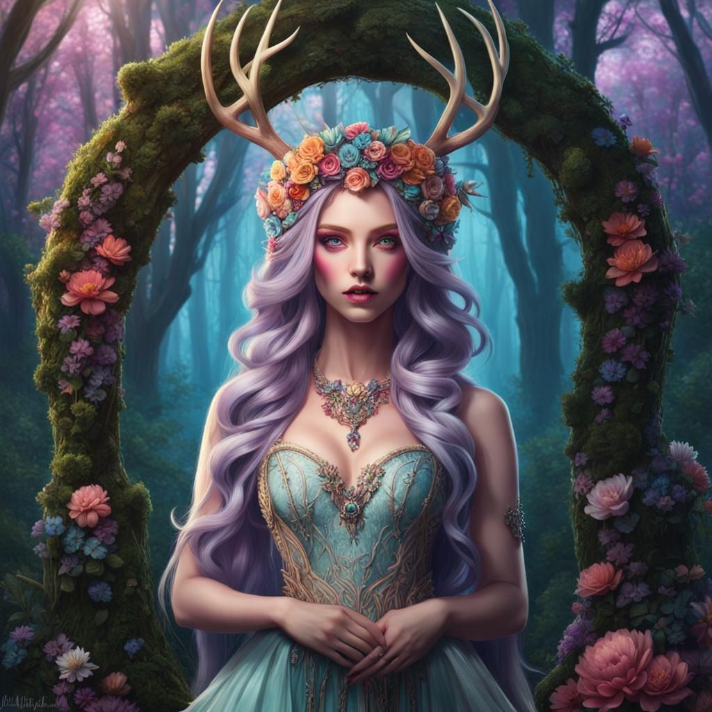 Elf Maiden with Belladonna in Enchanted Woods
