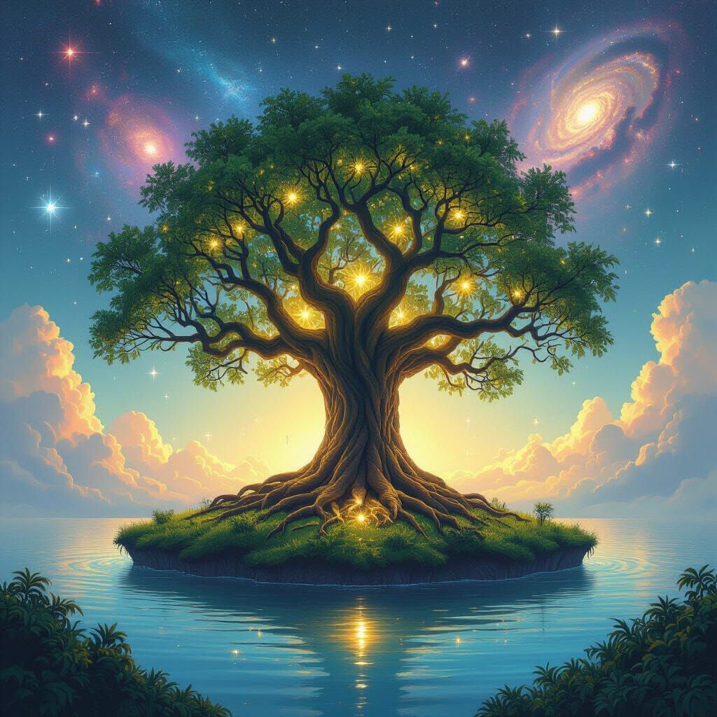 Cosmic Tree of Souls in a Sci-Fi Landscape