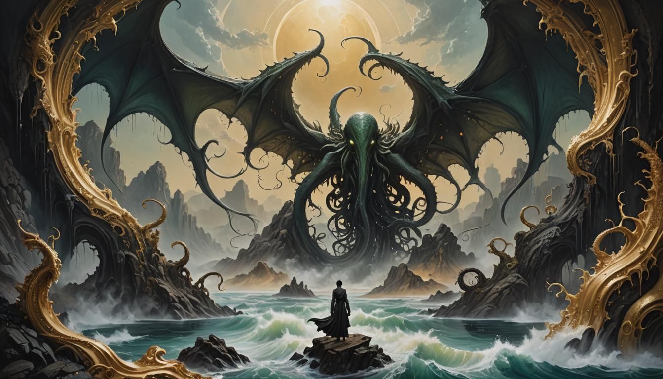 Surreal Landscape with Wings and Oil Tears