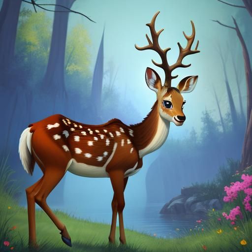 Bambi as Disney Princess in Pixar Style
