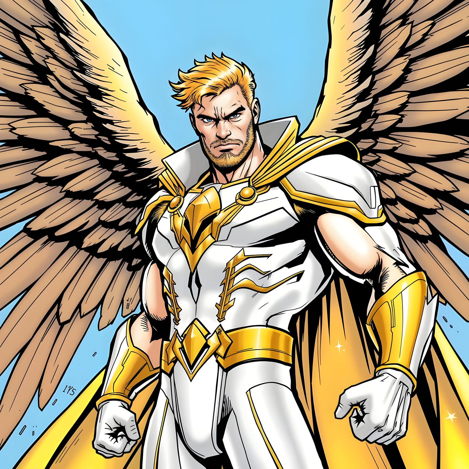 Classic Comic Book Superhero with Iconic Wings and Cape
