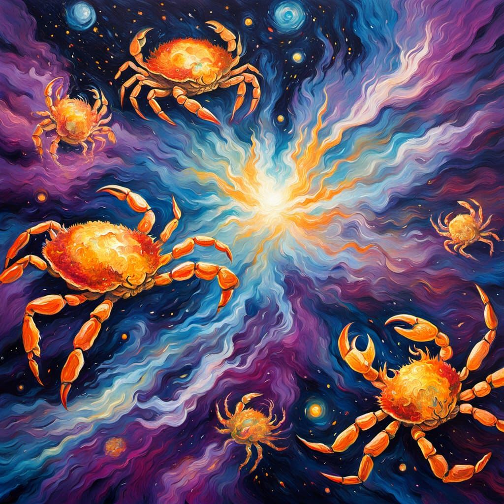 Crab Nebula Explosion as Impasto Oil Painting