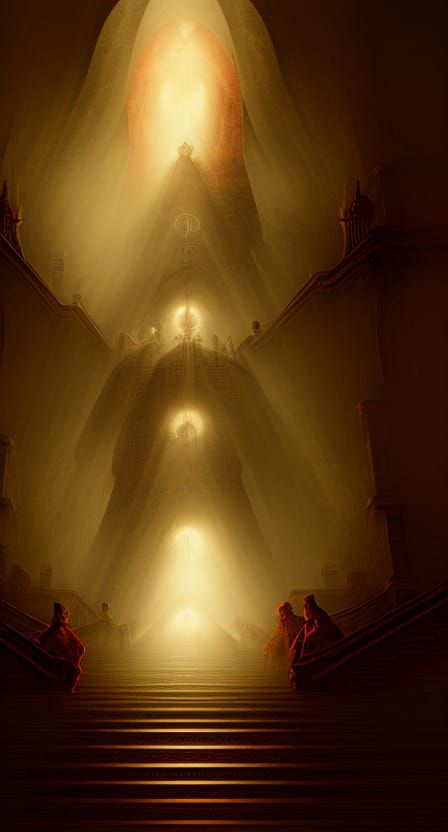 Creepy Stairway to Void with Lovecraftian Shadows