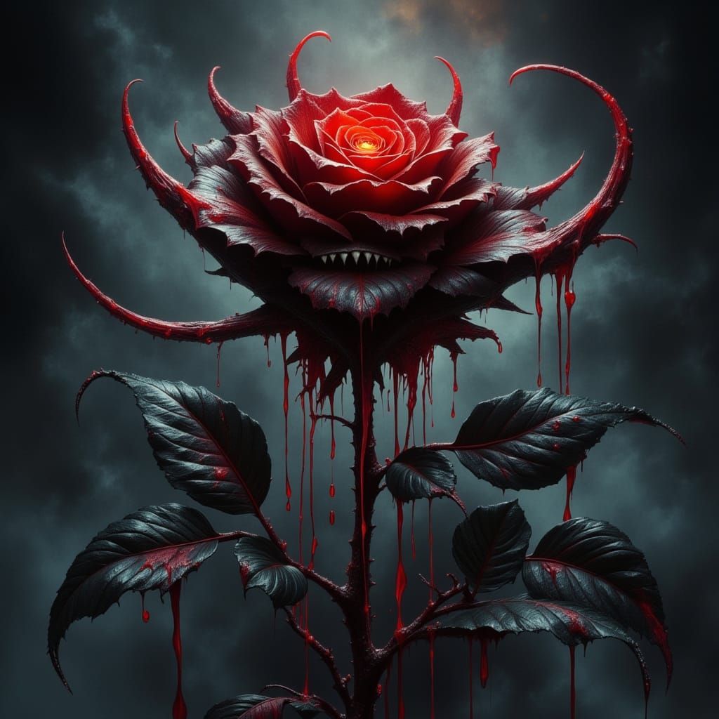 Menacing Rose with Razor-Sharp Claws in Dark Fantasy