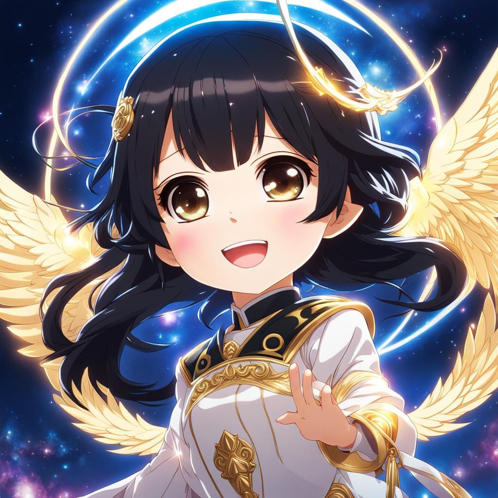 Chibi Angel Girl with Glowing Aura