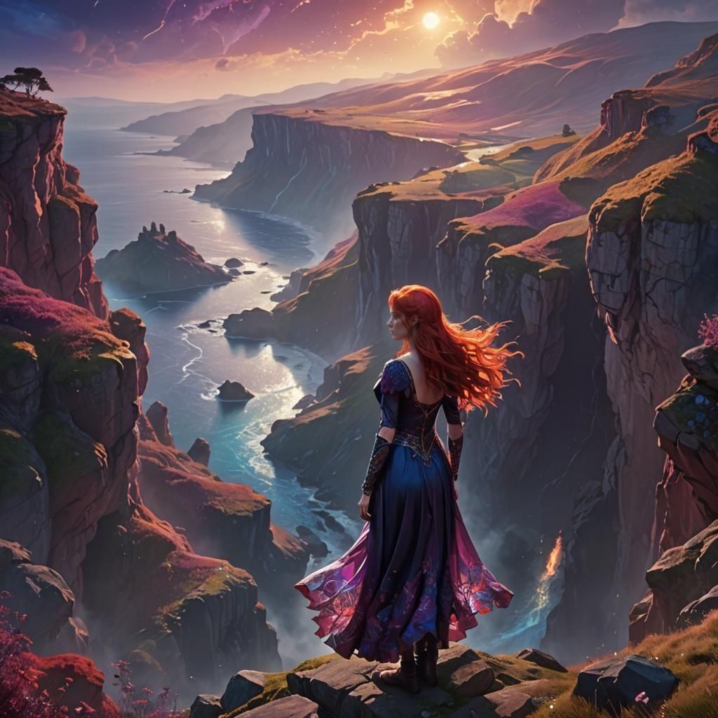 Girl's Journey to a Magical World in Detailed Matte Painting