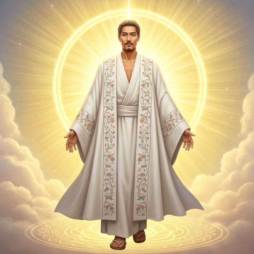 Man in White Robes with Golden Aura, Visionary Art