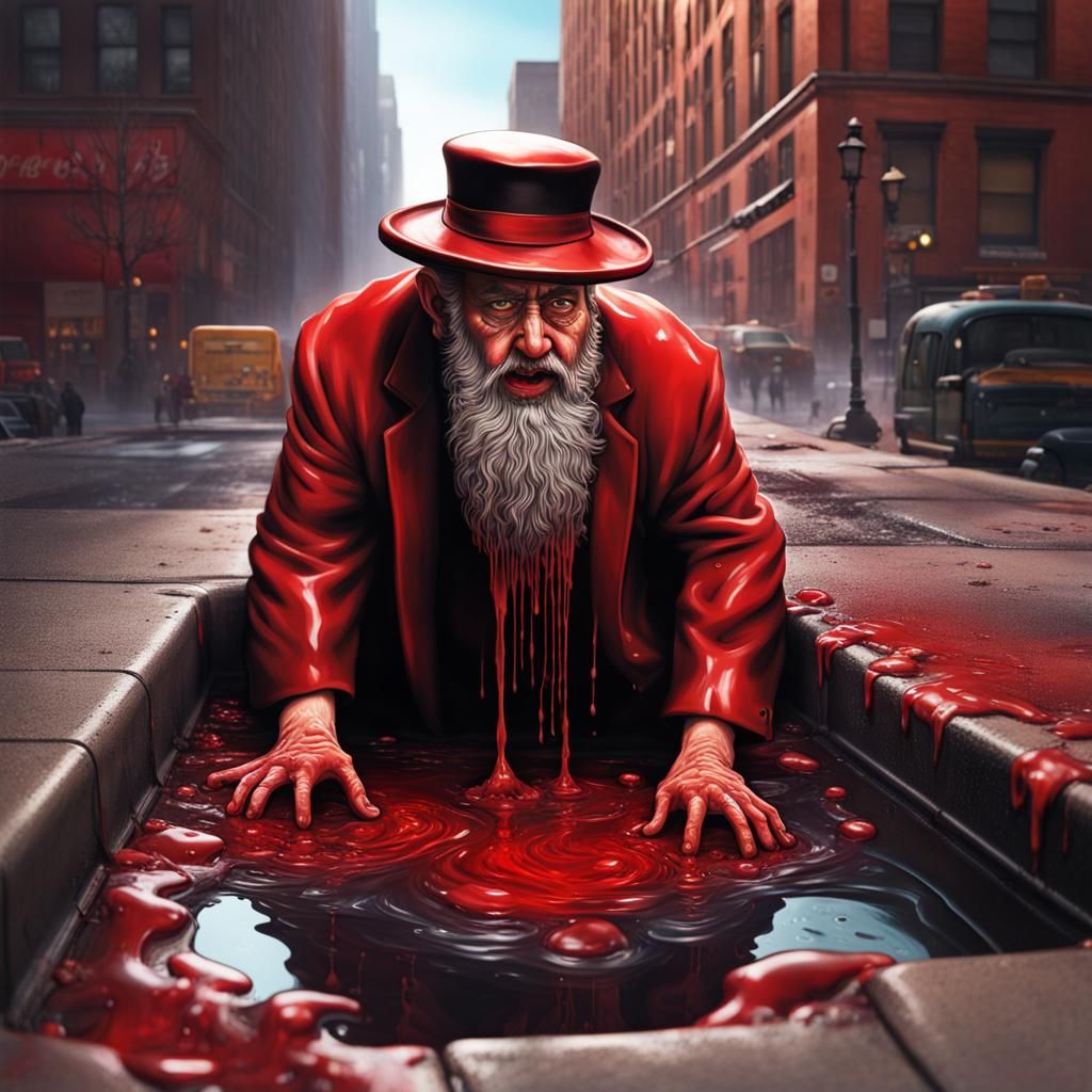 Hyperrealistic Rabbi Monster Crawling from Sewer