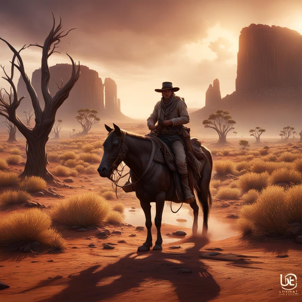 Australian Outback Drover: Detailed Matte Painting