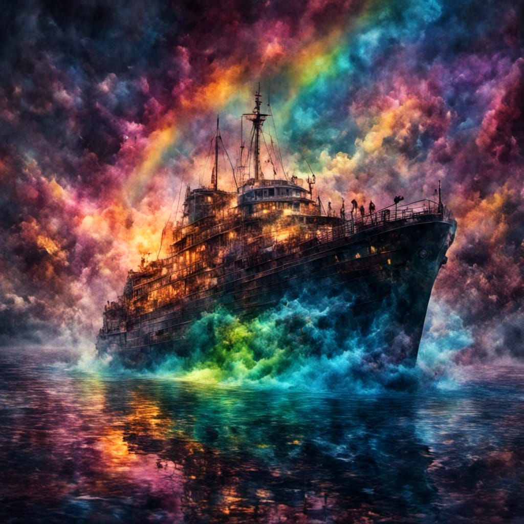 Rainbow Aurora Borealis Graffiti Art Reflection