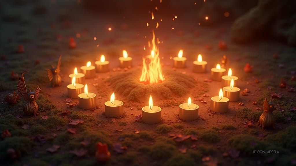 Mystical Candlelit Ritual with Whirling Fire and Enchanted C...