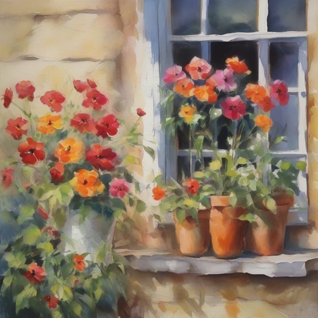 Vibrant Flowers in Epic Impressionist Masterpiece