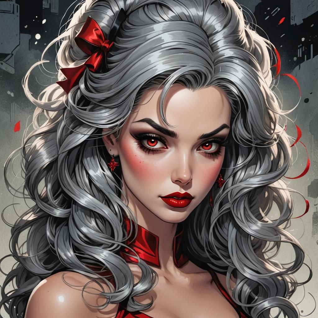 Glamorous Woman with Smoky Eyes, Comic Book Art