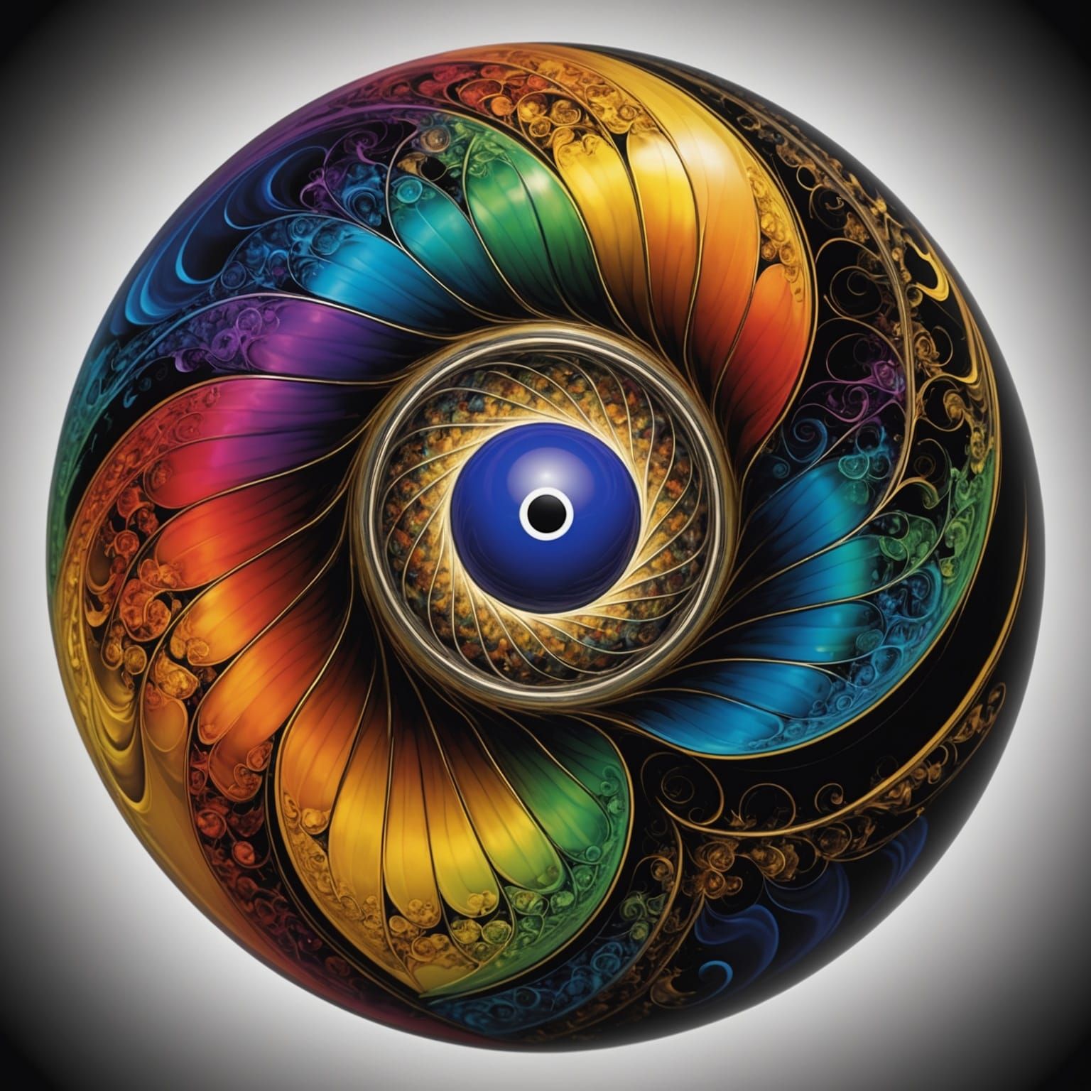 Rainbow Fractal Bowling Ball with Golden Ratio