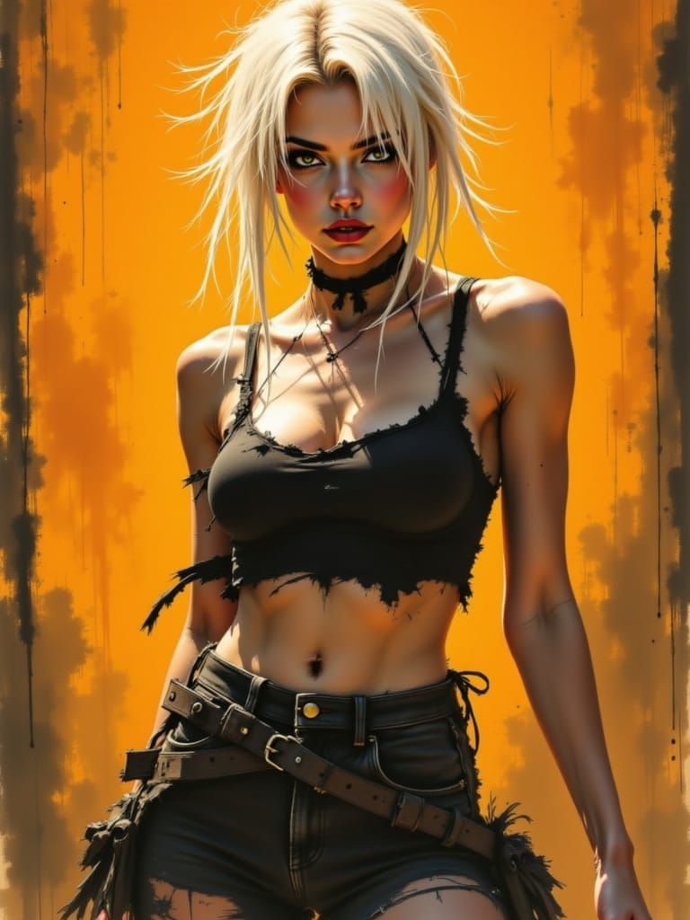 Empowered Warrior in Oil Painting Style