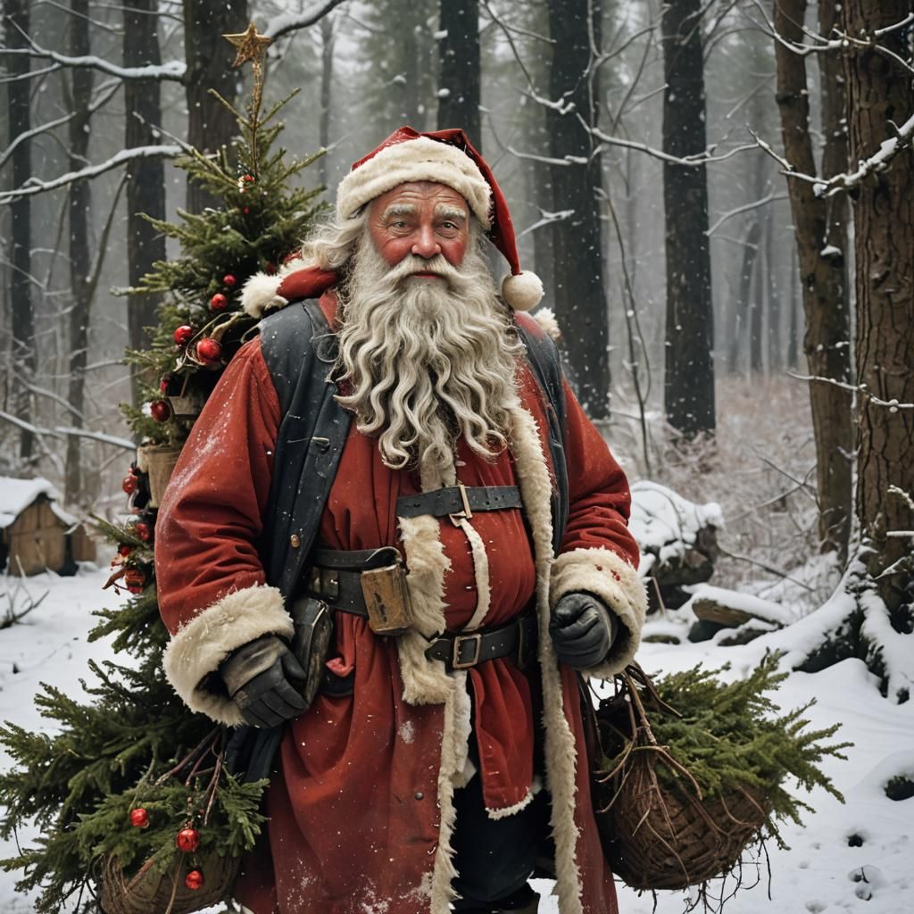 Old-World Santa Portrait in Hyperdetailed Art Style