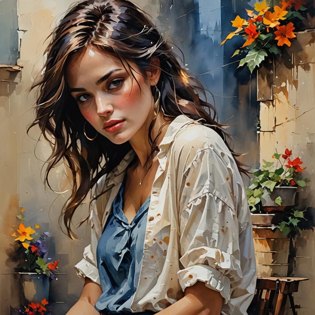 Dramatic Impasto Portrait in Vibrant Dark Colors